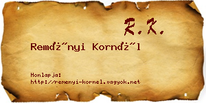 Reményi Kornél névjegykártya